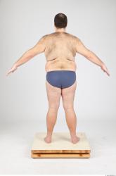 Whole Body Man White Underwear Overweight Studio photo references